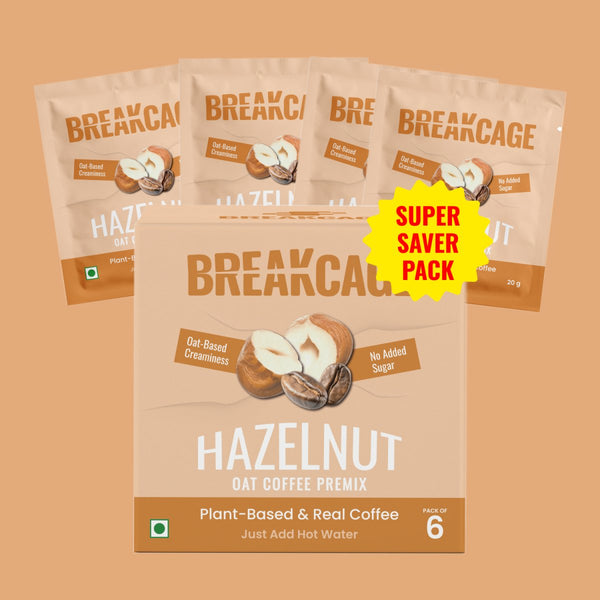 Oat Coffee Premix Hazelnut | Pack of 6 with 4 Extra Sachets