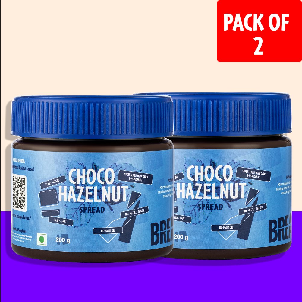BreakCage Vegan Chocolate Hazelnut Spread – 200g (Pack of 2)